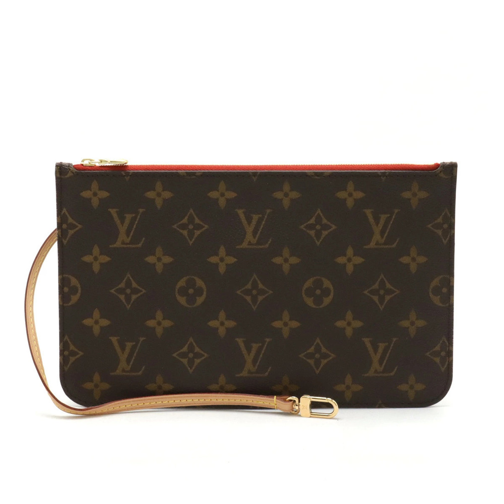 LOUIS VUITTON Monogram Neverfull Pouch Clutch accessory Multi Cerise Red